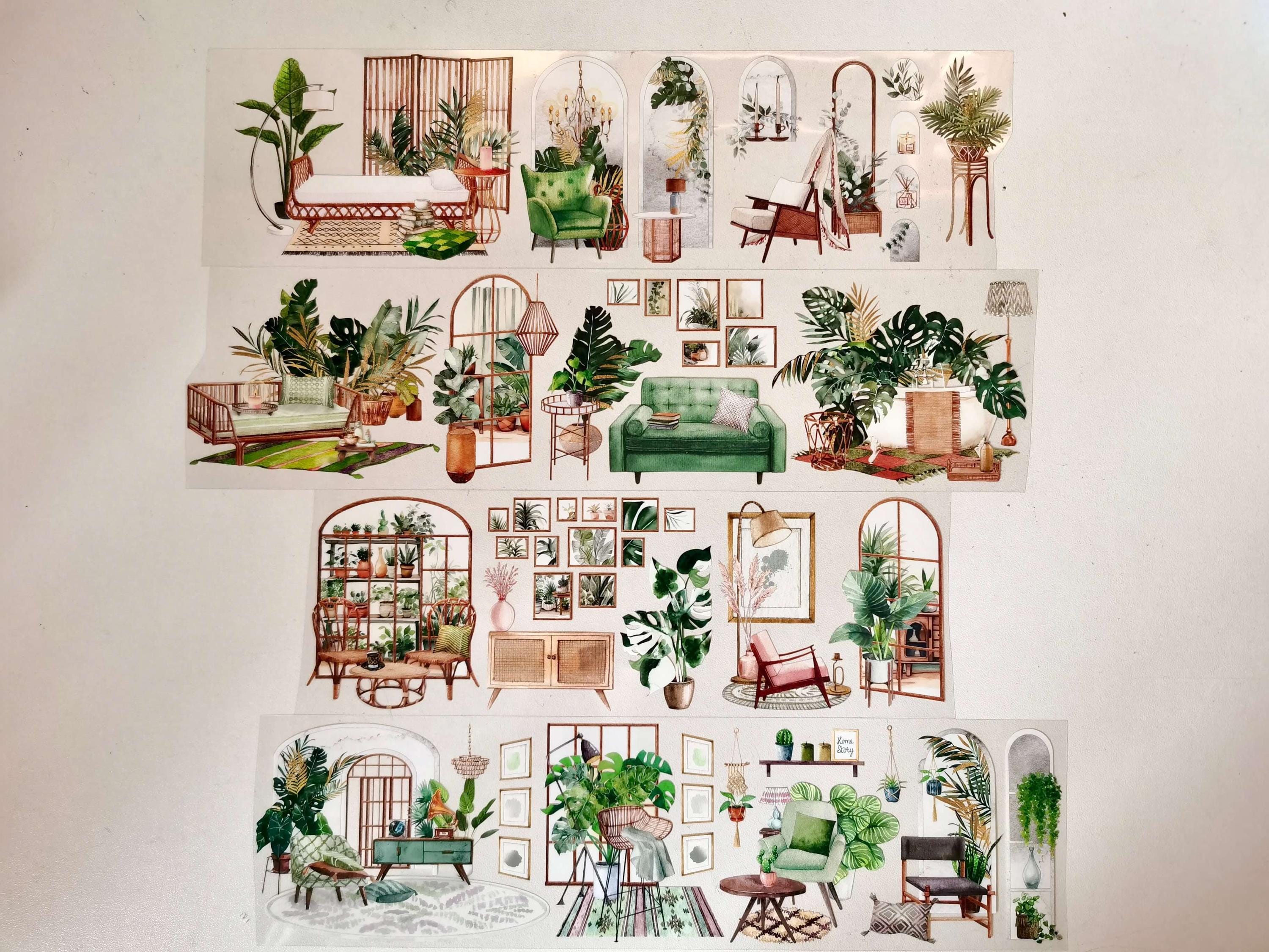 Home Decro Furniture,Greenery Washi/PET Tape