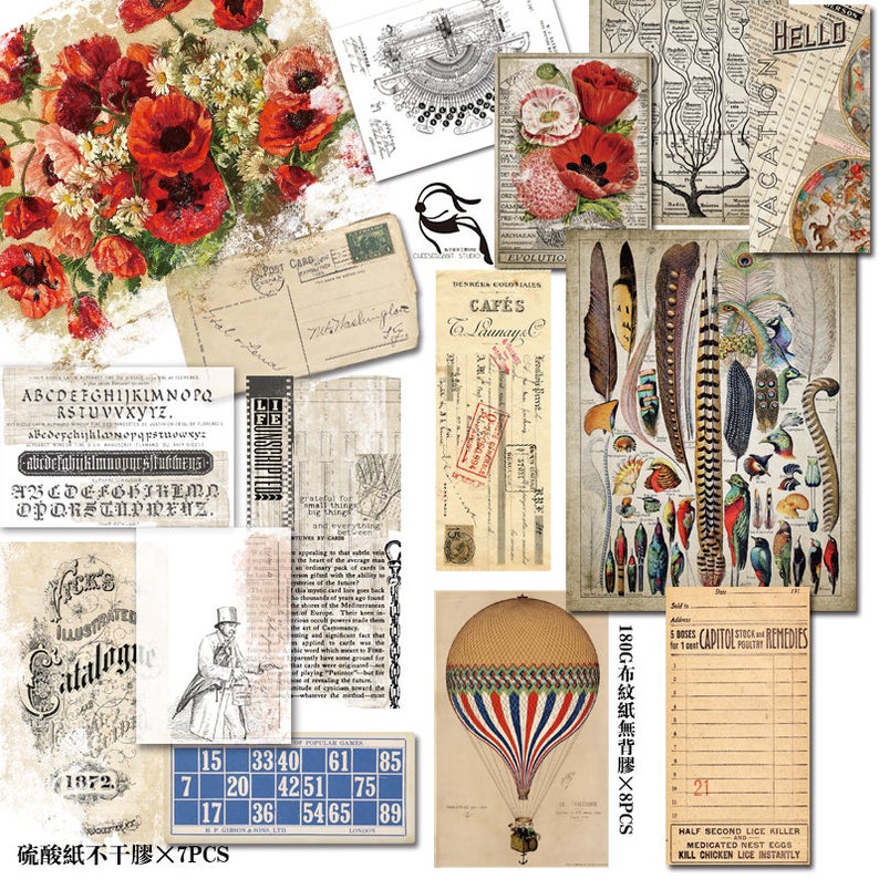 Assorted Flower and Stationery Journal ephemera Kit