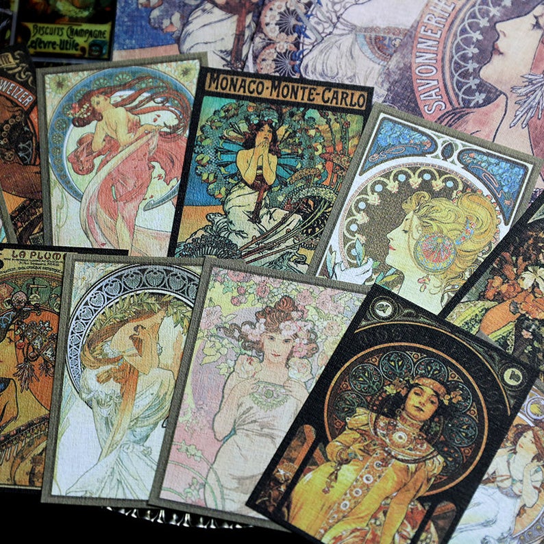 Alphonse Mucha Masterworks Canvas Paper journal scrapbook Card