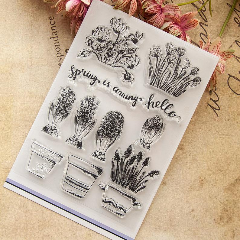 Flowers in Pots Clear Stamps Set