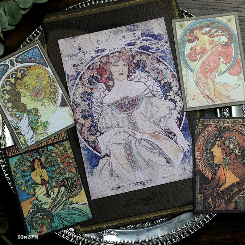 Alphonse Mucha Masterworks Canvas Paper journal scrapbook Card