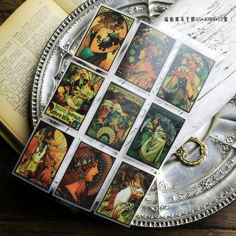 Alphonse Mucha Masterworks Canvas Paper journal scrapbook Card