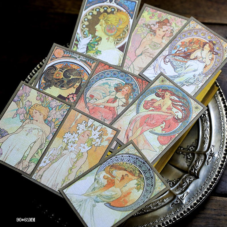 Alphonse Mucha Masterworks Canvas Paper journal scrapbook Card