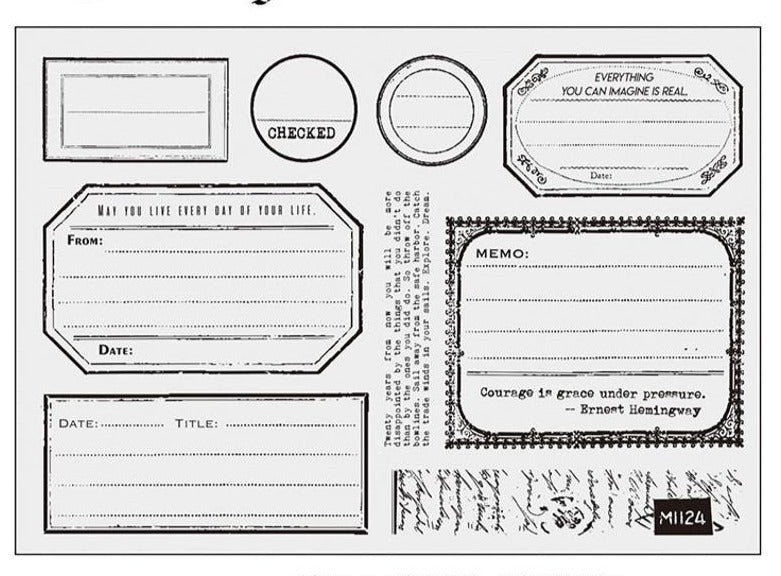 Memo Labels Rubber Stamps for Journalling