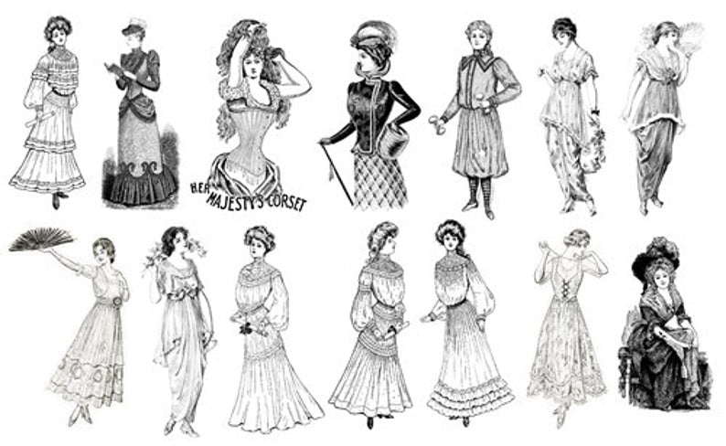 Black Vintage Ladies Stickers