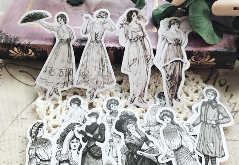 Black Vintage Ladies Stickers