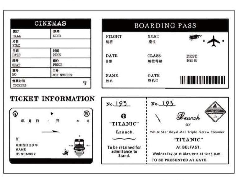 Traveling Ticket Clear Stamps