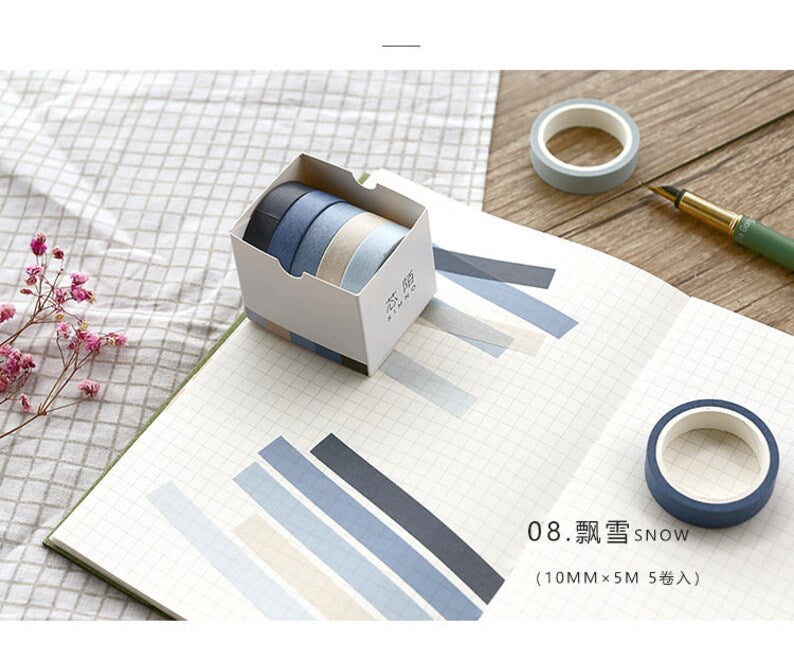 Solid Color Washi Tape Set, 9 Sets