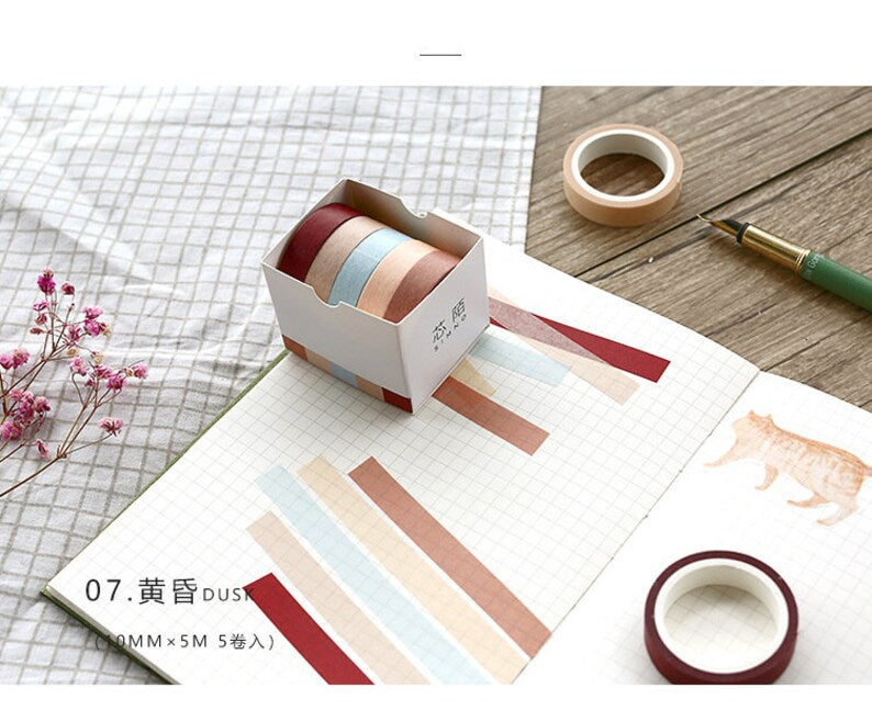 Solid Color Washi Tape Set, 9 Sets