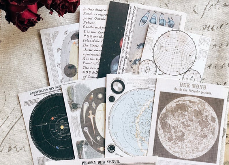 Astronomy, Label, Map, Music Scrapbook Paper