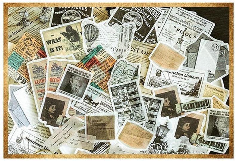 Retro Newspaper Scrapbook Stickers