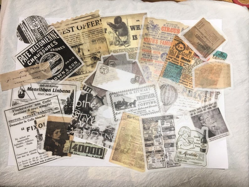 Retro Newspaper Scrapbook Stickers