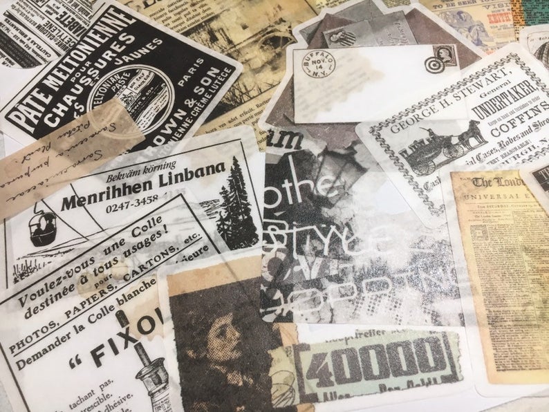 Retro Newspaper Scrapbook Stickers