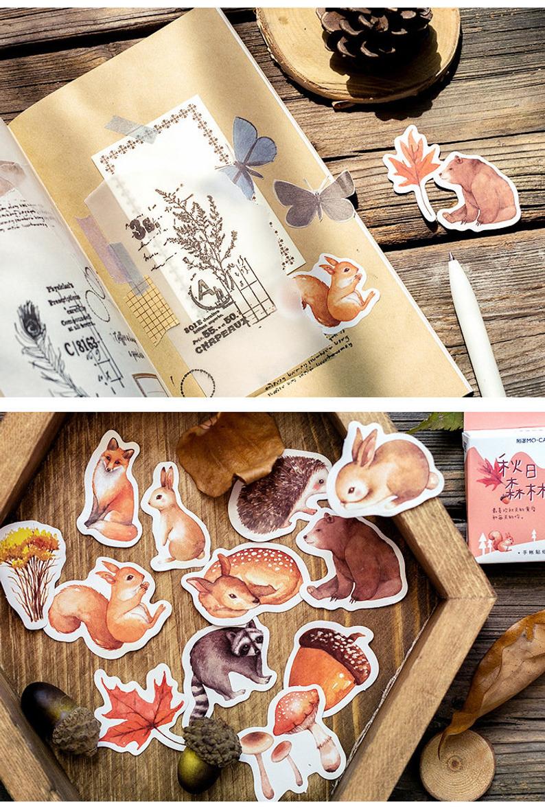Autumn Forest Plants and Animal Small sticker