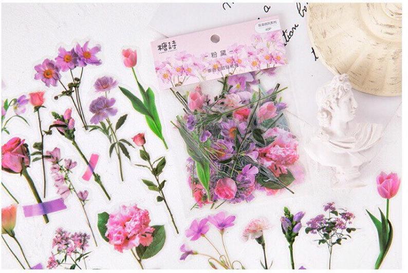 Pink Flower Clear Stickers