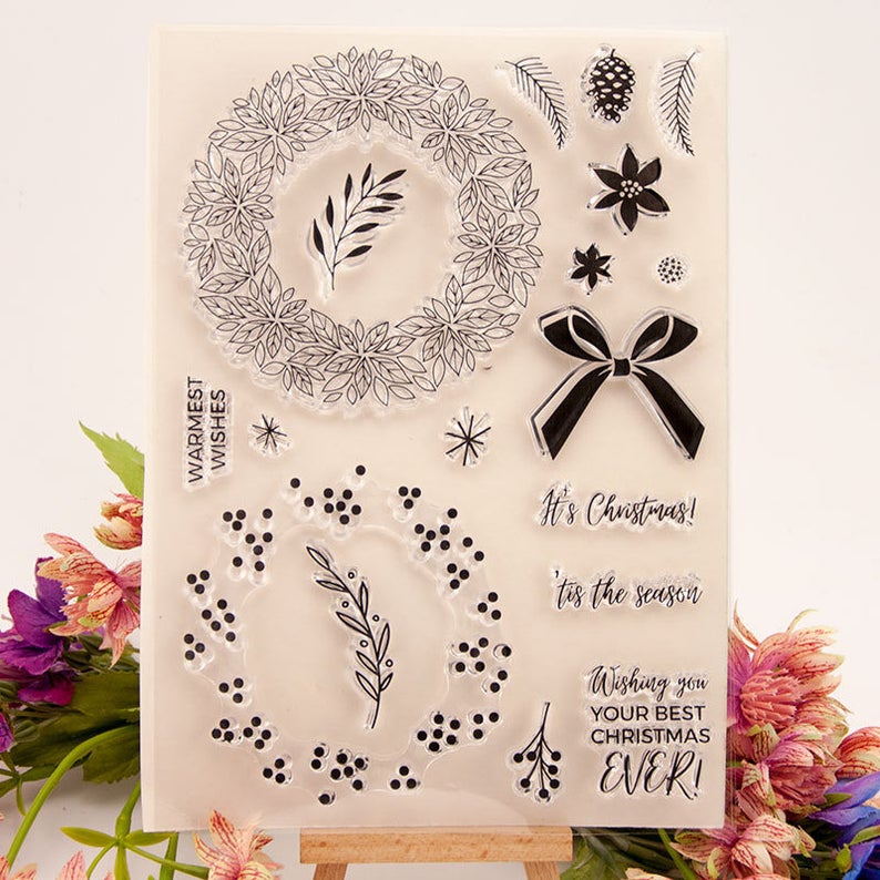 Christmas Flower Ring Clear Stamps