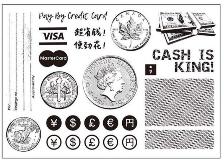 US Coin and Cash Stamps Set