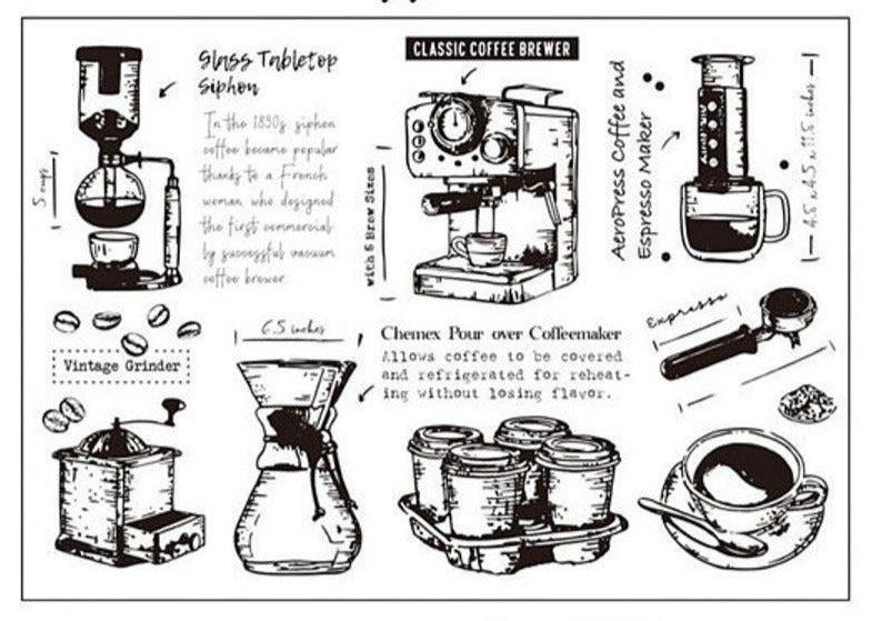 Classic Coffee Machine Clear Stamps