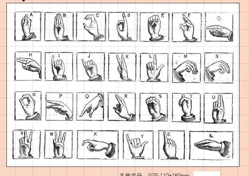 Finger Gesture Letter Stamps Set