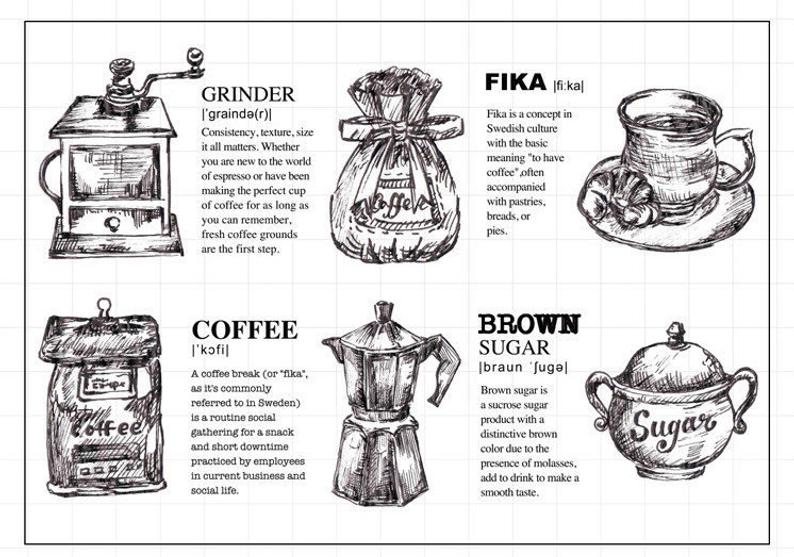 Coffee themed Stamp Set