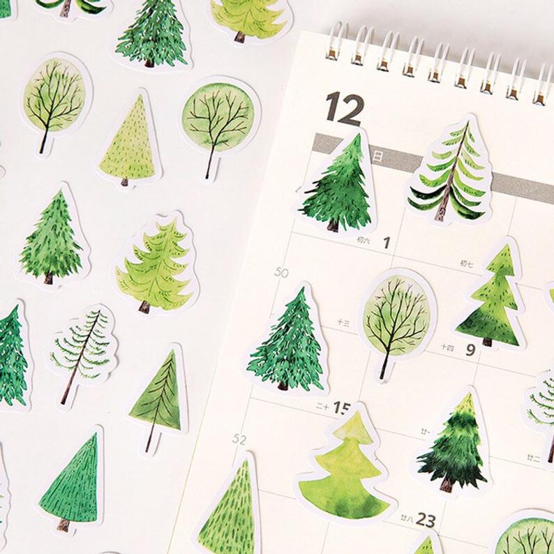 Green Pine Tree Cute Cheap Sticker