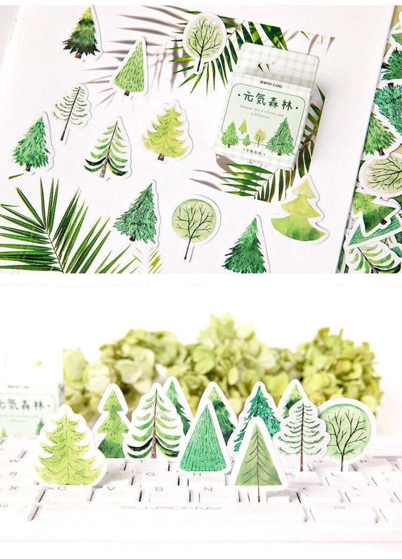 Green Pine Tree Cute Cheap Sticker