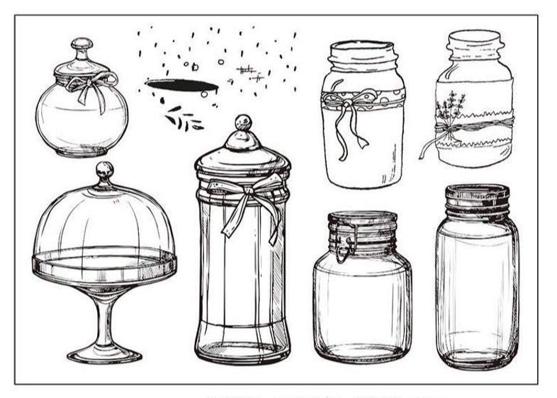 Diversified Glass Bottle Stamps Set