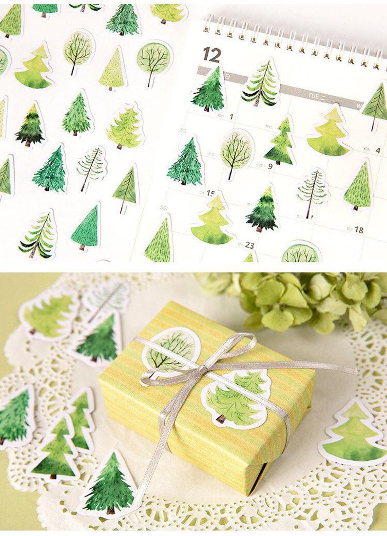 Green Pine Tree Cute Cheap Sticker