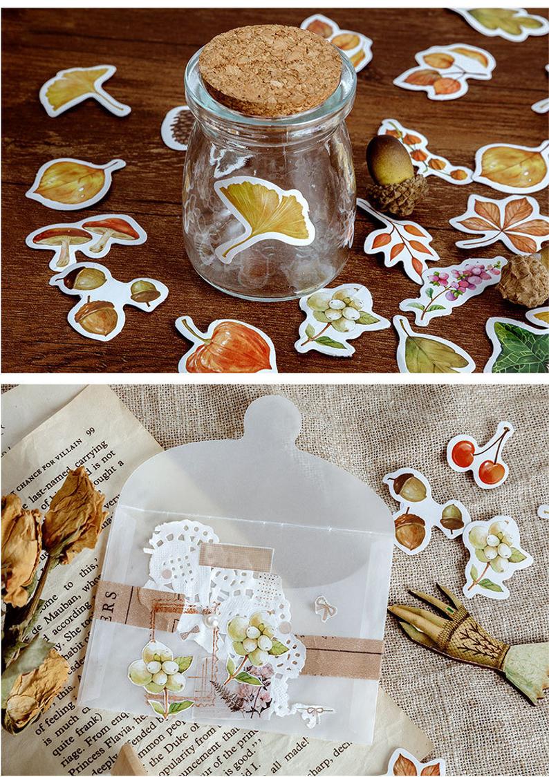 Falling Autumn Leaves Box Stickers