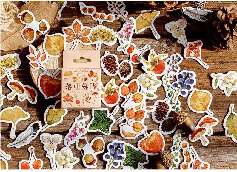 Falling Autumn Leaves Box Stickers