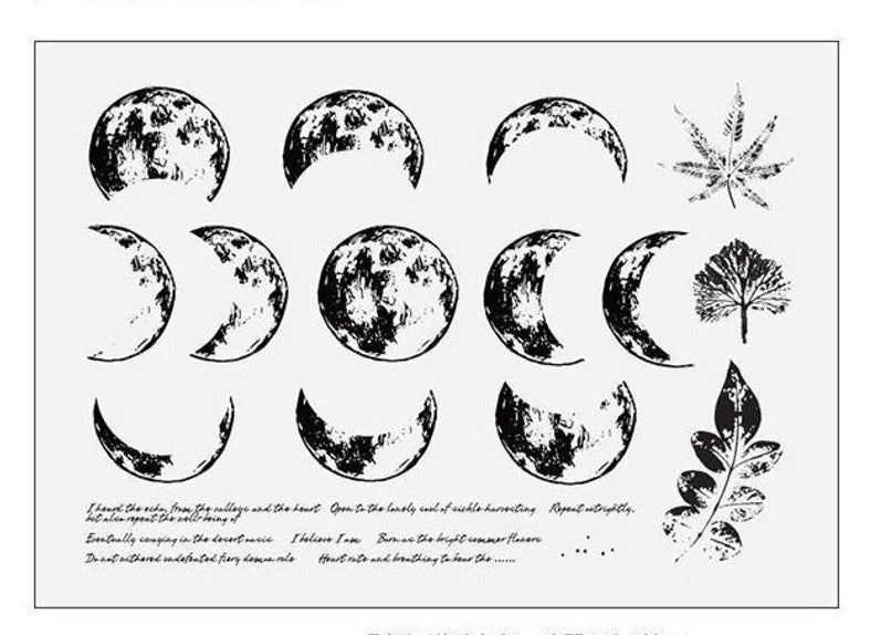 Diverse Phase of the Moon Rubber Stamps