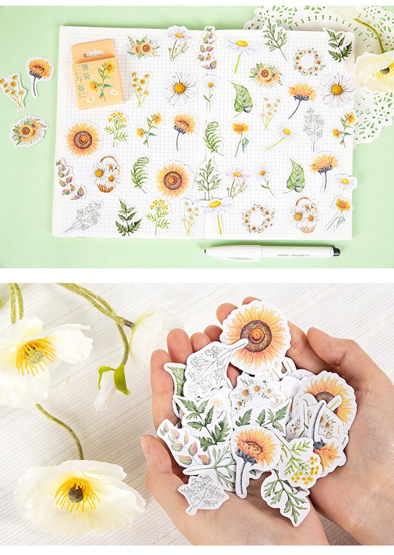 Daisy and Sunflower Box Stickers