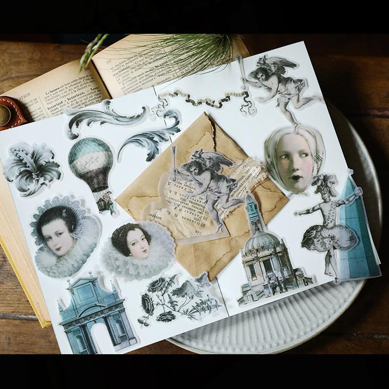 Victoria Style Women and Building Scrapbook Stickers