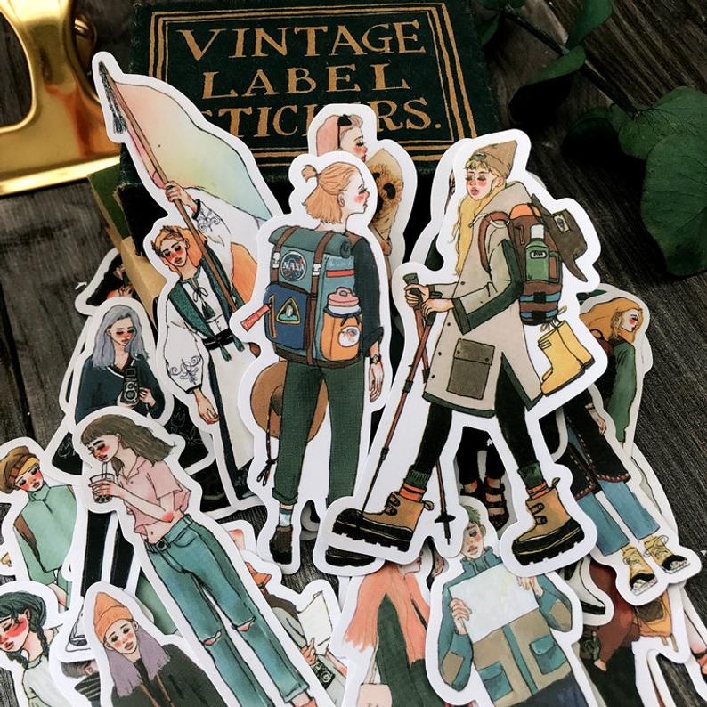 Traveling Girls Die Cut Stickers