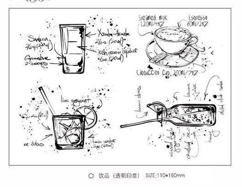 Drinks with Tea themed Stamps Set