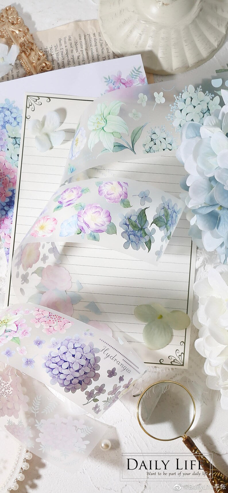 Blooming Hydrangea Flower Washi/PET Tape, DailyLife-05