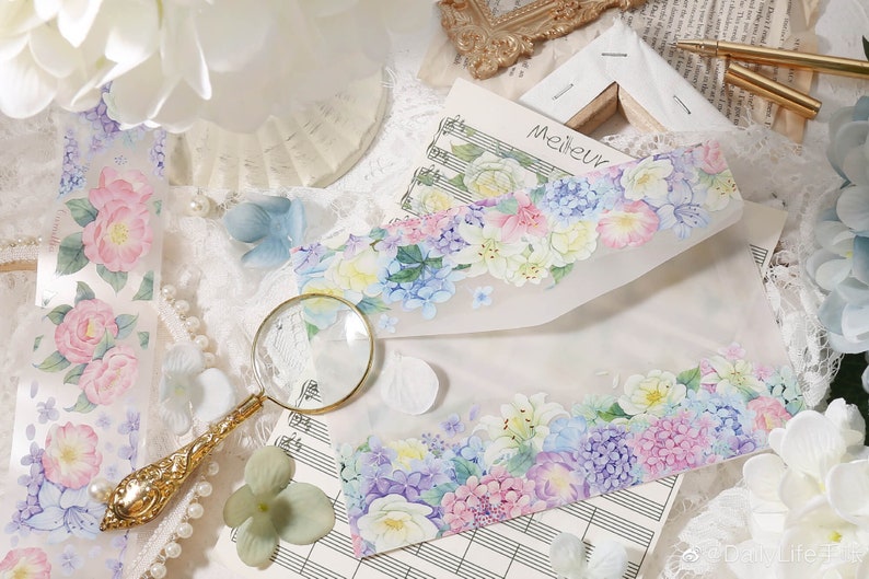 Blooming Hydrangea Flower Washi/PET Tape, DailyLife-05