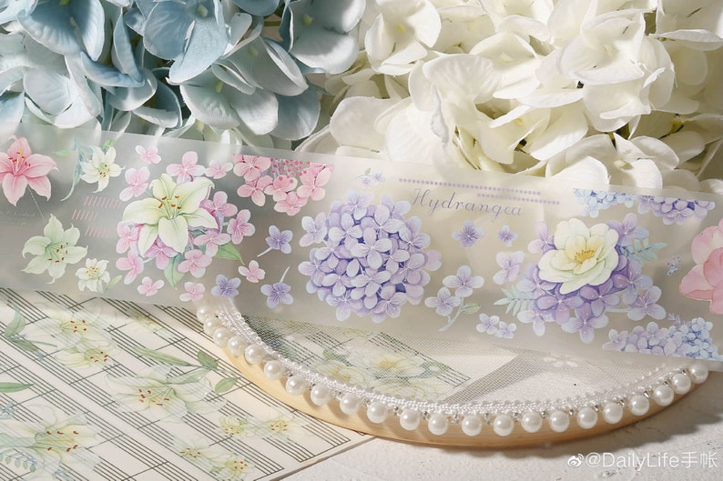 Blooming Hydrangea Flower Washi/PET Tape, DailyLife-05