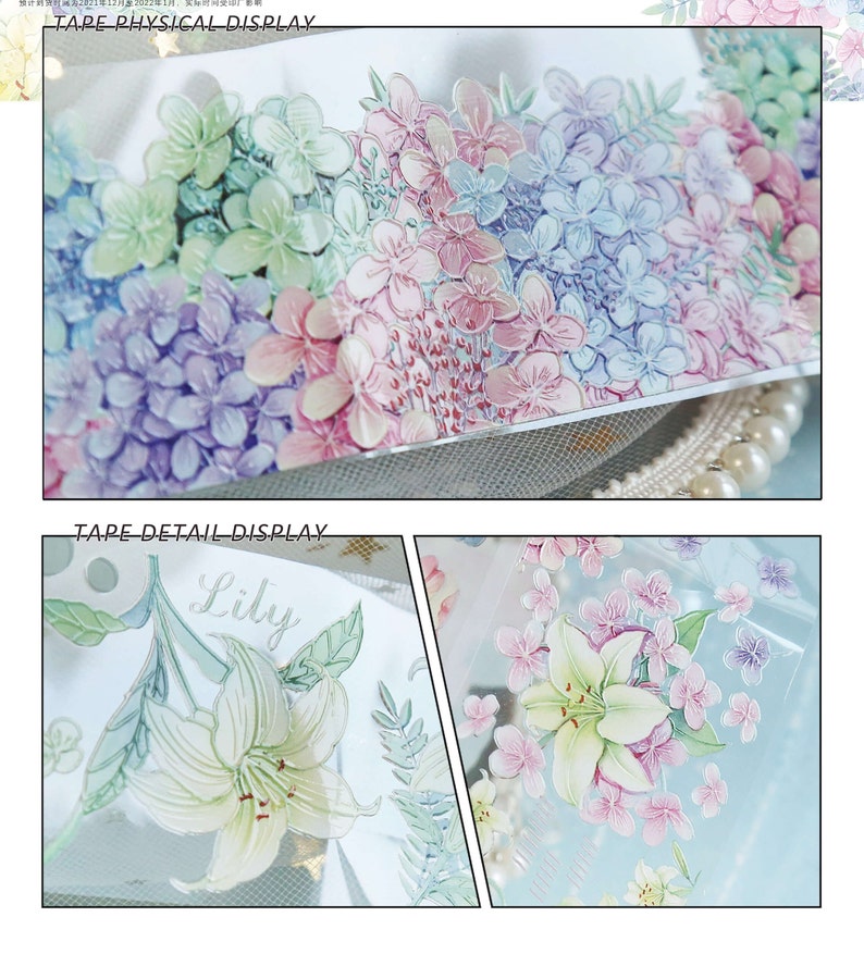 Blooming Hydrangea Flower Washi/PET Tape, DailyLife-05